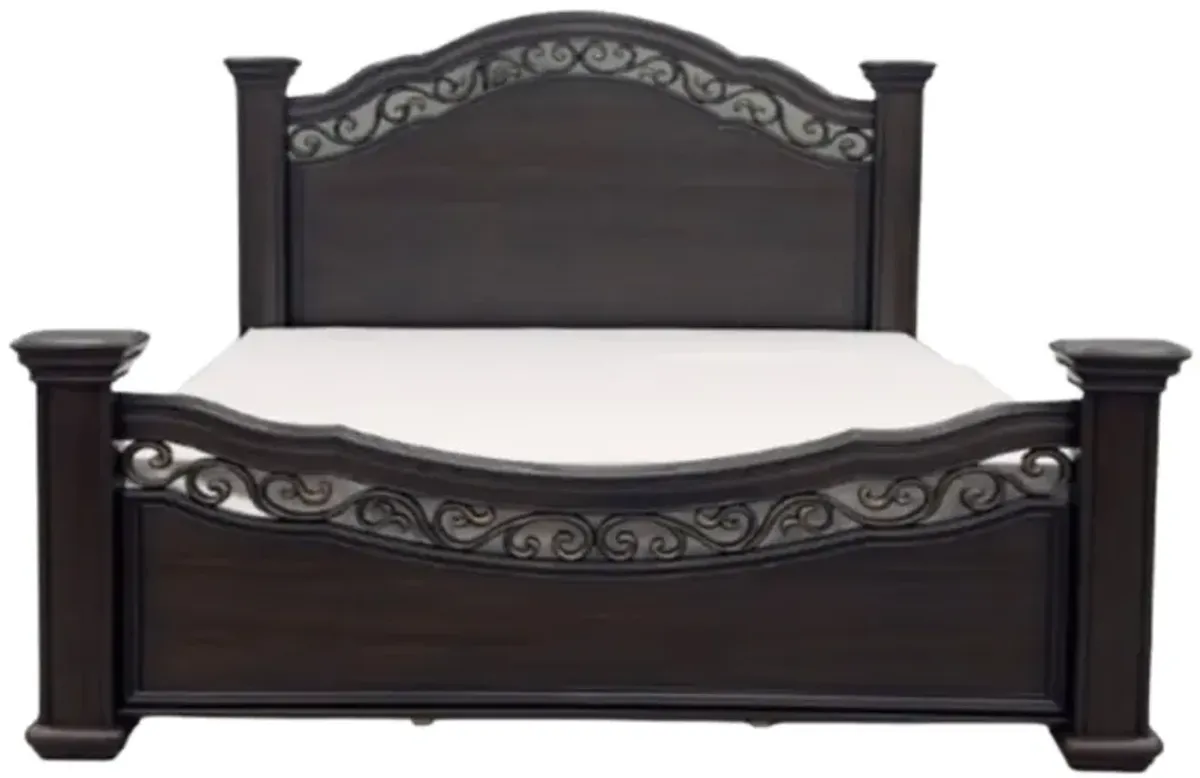 Elements International Brunswick Mahogany King Panel Bed
