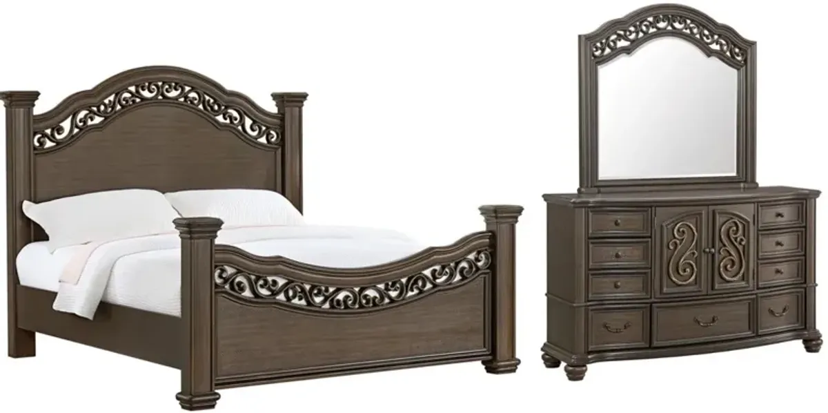Elements International Brunswick 3-Piece Mahogany King Panel Bedroom Set