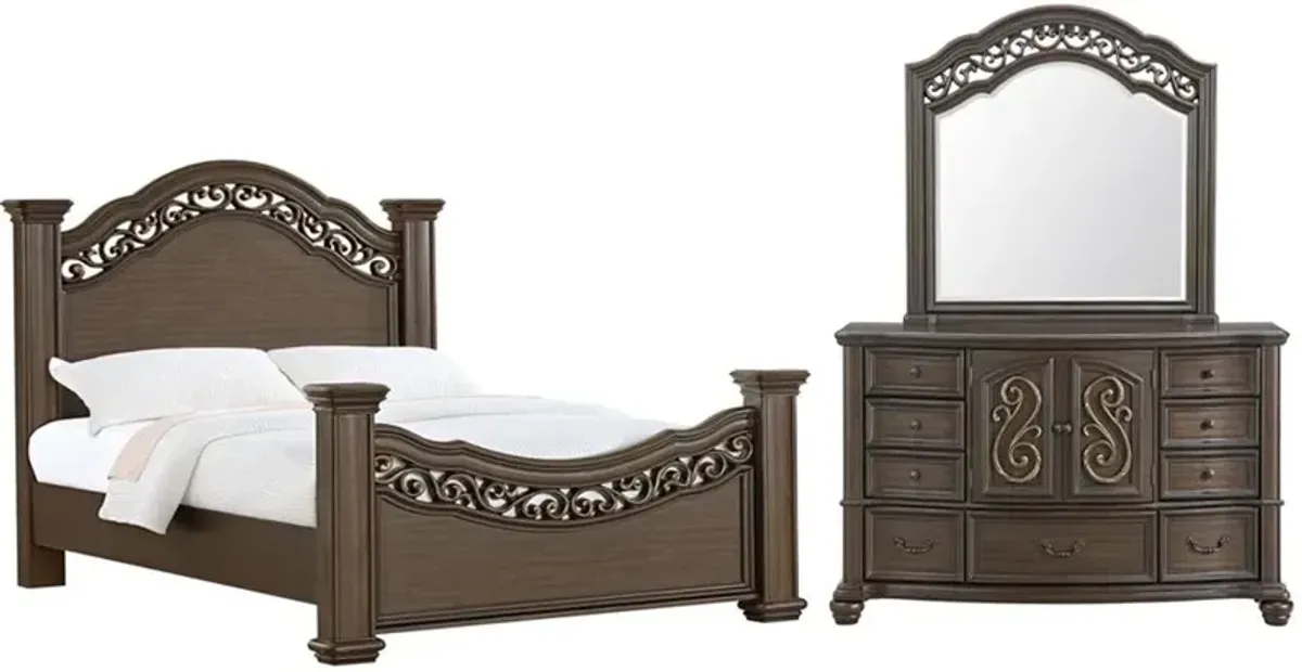 Elements International Brunswick 3-Piece Mahogany Queen Panel Bedroom Set