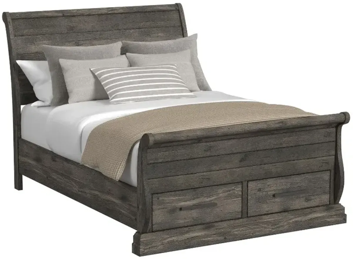 Elements International Park Ridge 4-Piece Charcoal King Storage Sleigh Bedroom Set