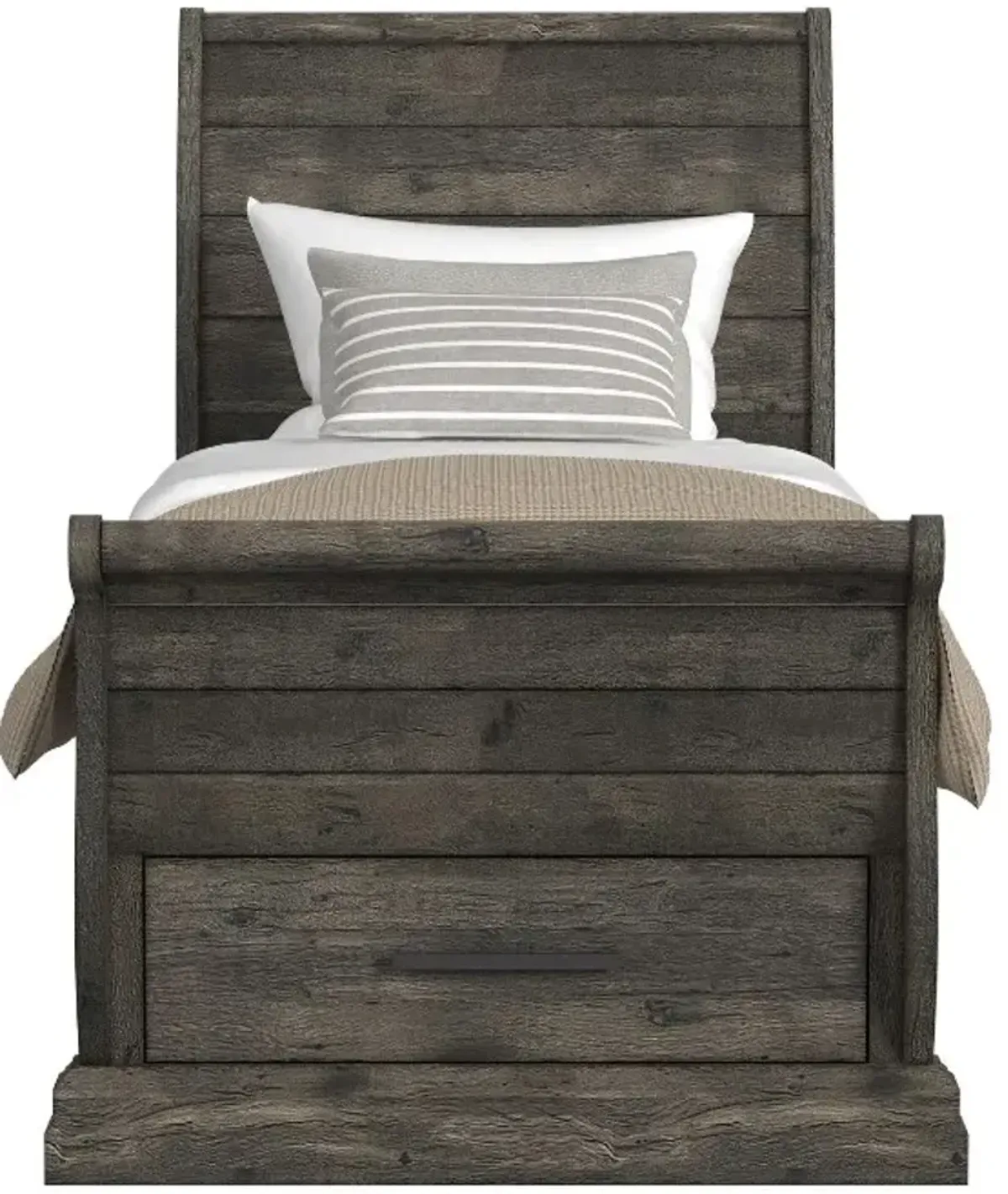Elements International Park Ridge Charcoal Twin Storage Panel Bed