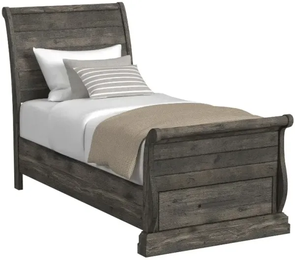 Elements International Park Ridge Charcoal Twin Storage Panel Bed