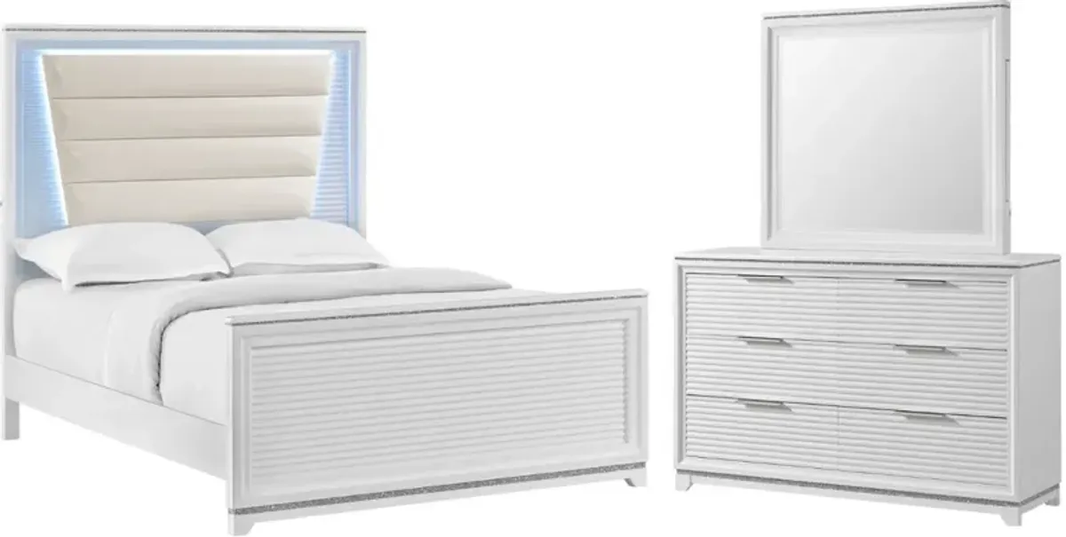 Elements International Denmark 3-Piece White Full Bedroom Set