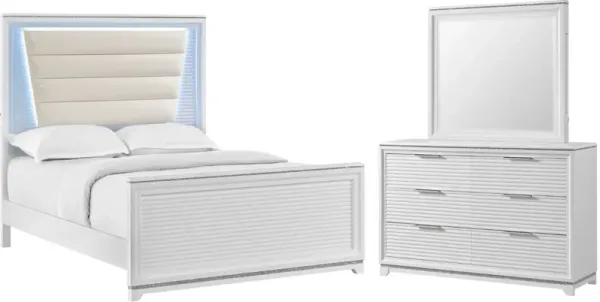 Elements International Denmark 3-Piece White Full Bedroom Set
