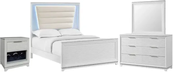 Elements International Denmark 4-Piece White Full Bedroom Set