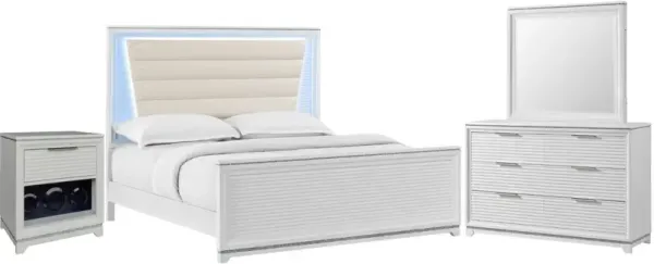 Elements International Denmark 4-Piece White King Bedroom Set