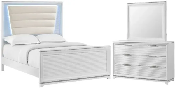 Elements International Denmark 3-Piece White Queen Bedroom Set