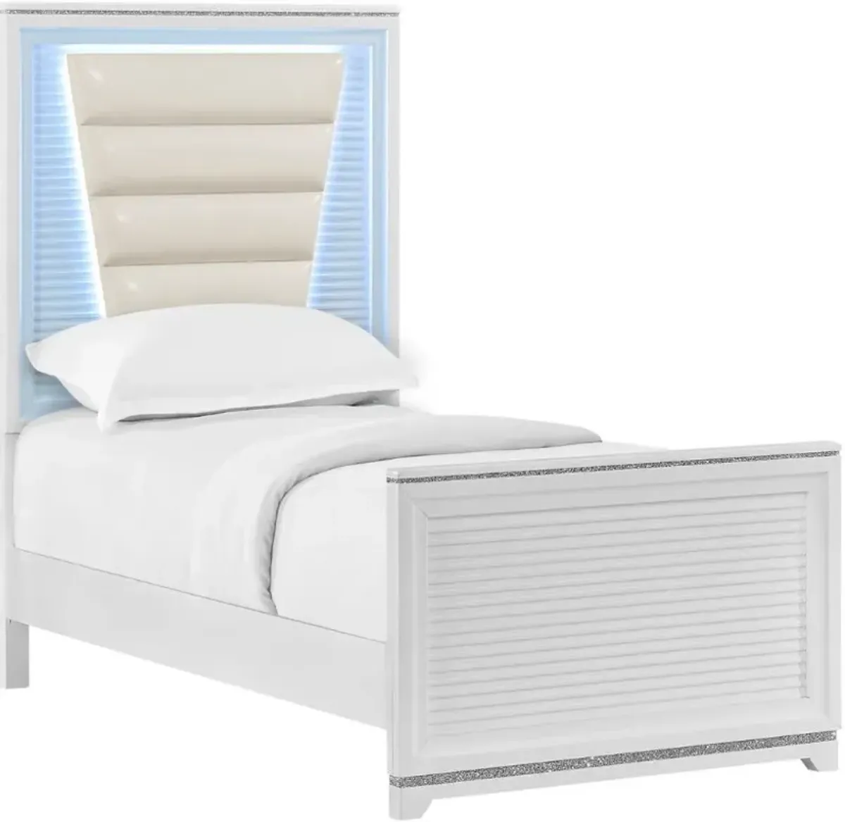 Elements International Denmark 4-Piece White Twin Bedroom Set