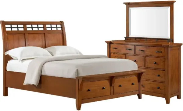 Elements International Gage 3-Piece Chestnut King Storage Sleigh Bedroom Set