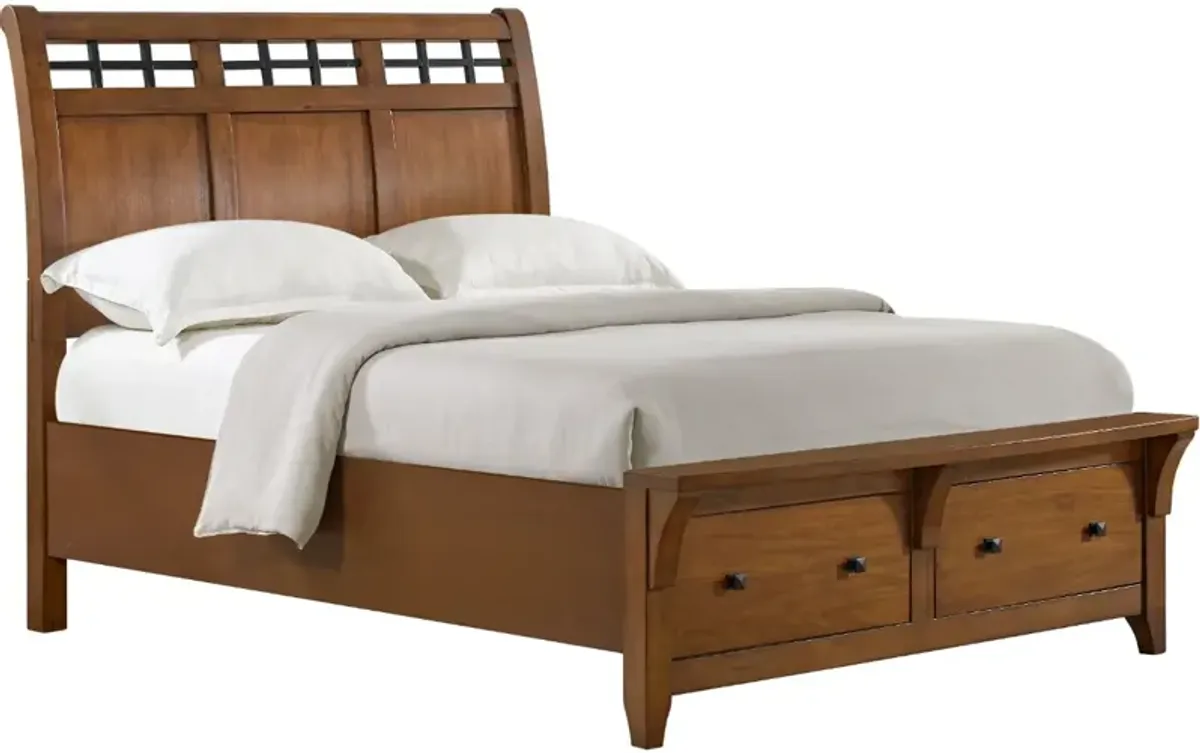 Elements International Gage 3-Piece Chestnut Queen Storage Sleigh Bedroom Set