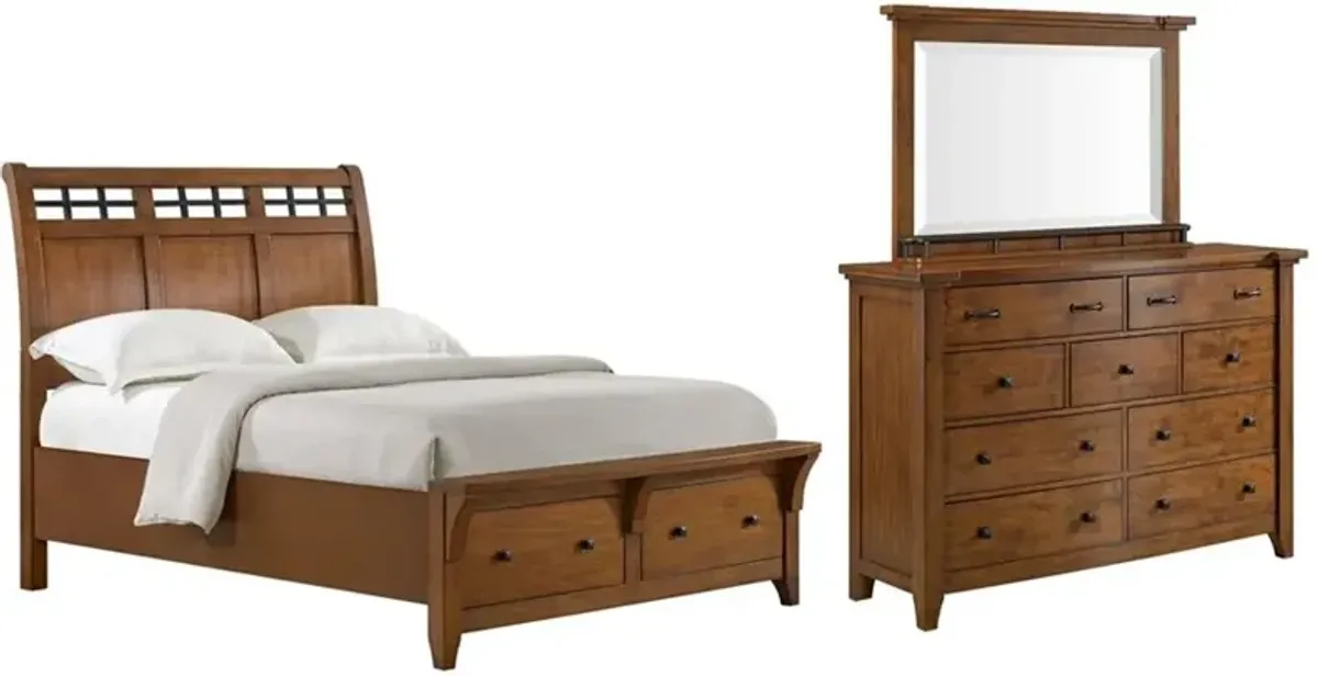 Elements International Gage 3-Piece Chestnut Queen Storage Sleigh Bedroom Set