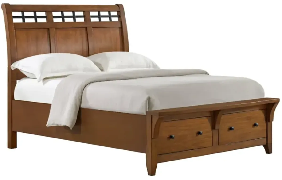 Elements International Gage 4-Piece Chestnut Queen Storage Sleigh Bedroom Set