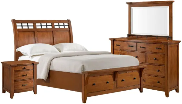 Elements International Gage 4-Piece Chestnut Queen Storage Sleigh Bedroom Set