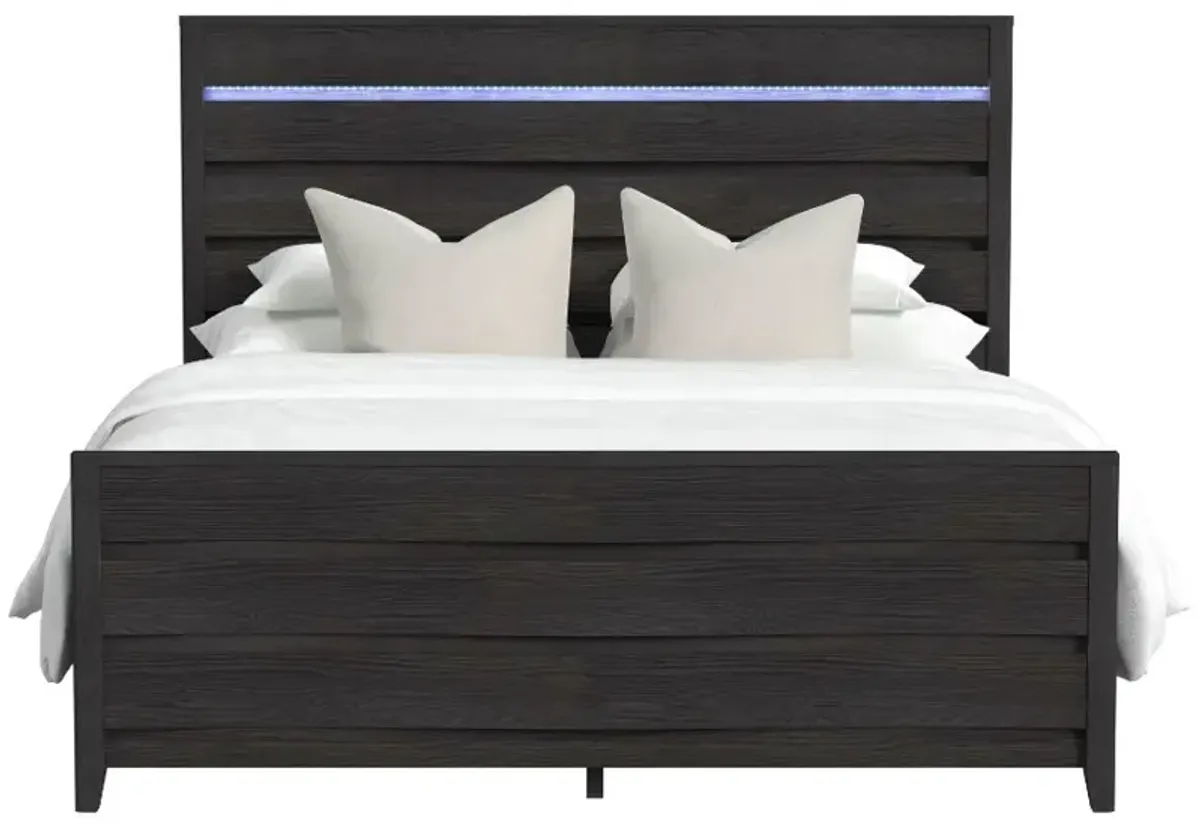 Elements International Tobias Black King Panel Bed