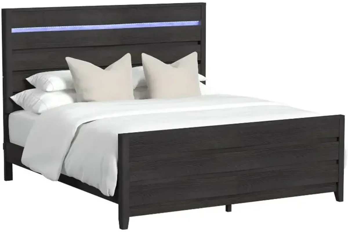 Elements International Tobias Black King Panel Bed