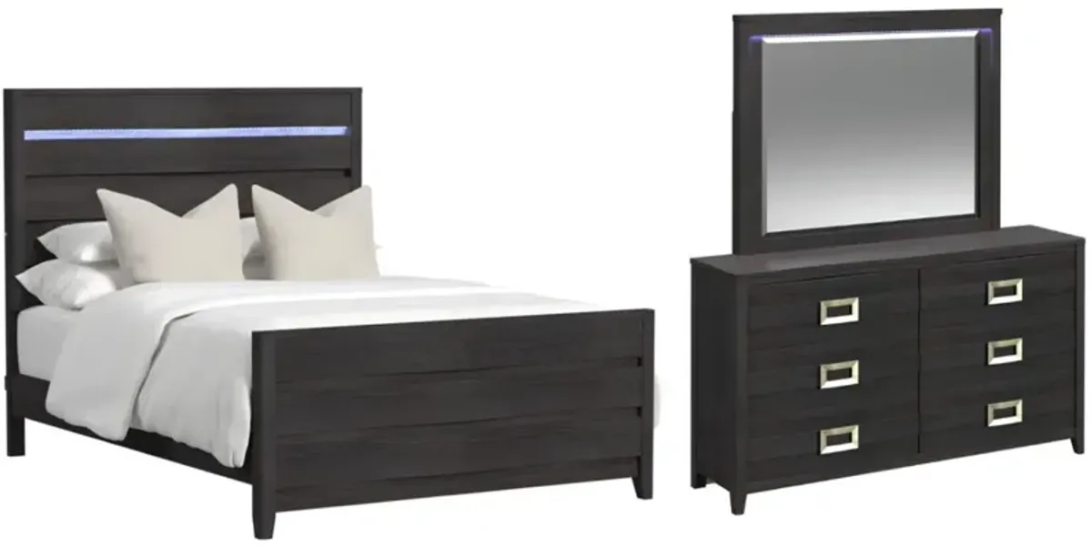 Elements International Tobias 3-Piece Black King Panel Bedroom Set