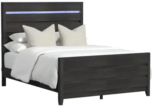 Elements International Tobias Black Queen Panel Bed