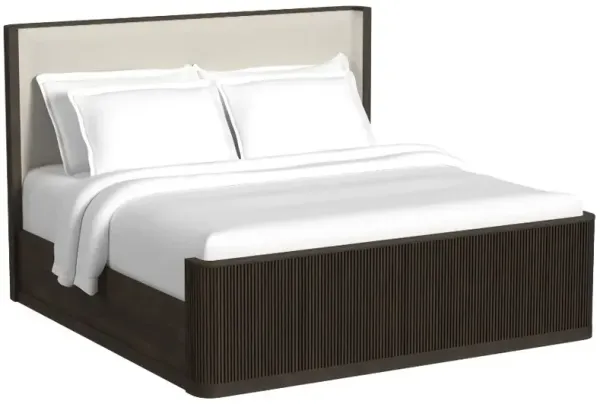 Elements International Sylvie Dark Brown King Upholstered Panel Bed