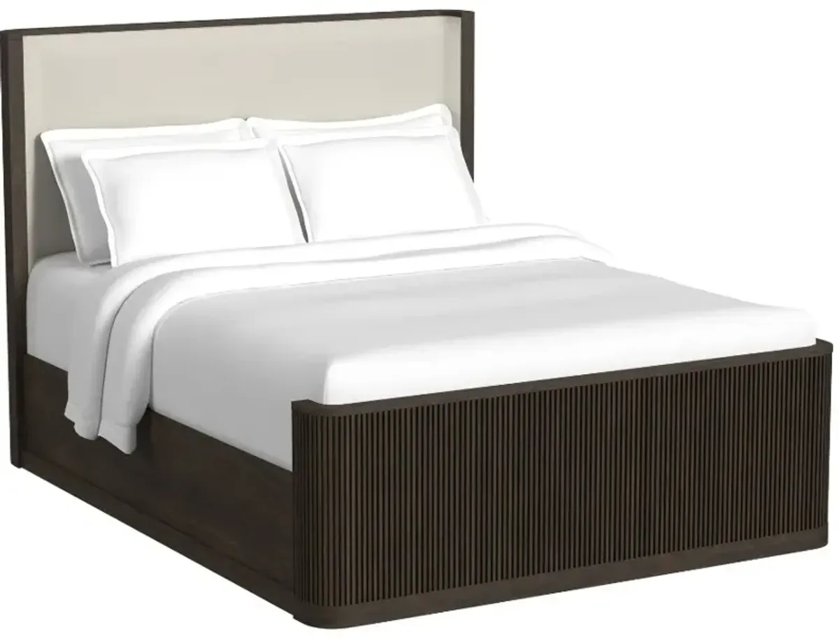 Elements International Sylvie Dark Brown Queen Upholstered Panel Bed