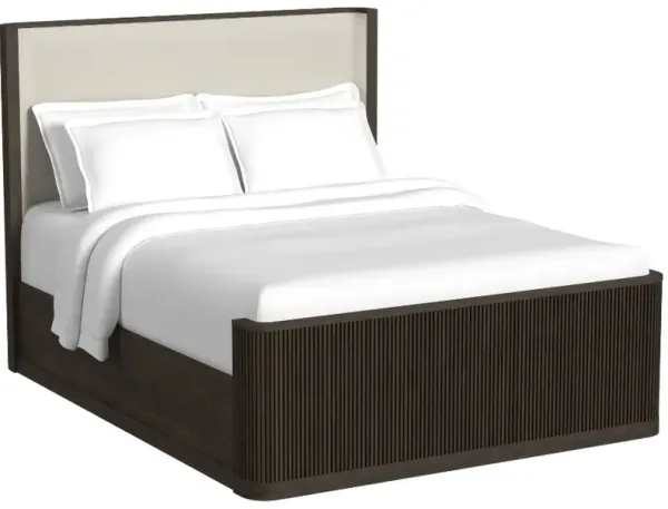 Elements International Sylvie Dark Brown Queen Upholstered Panel Bed