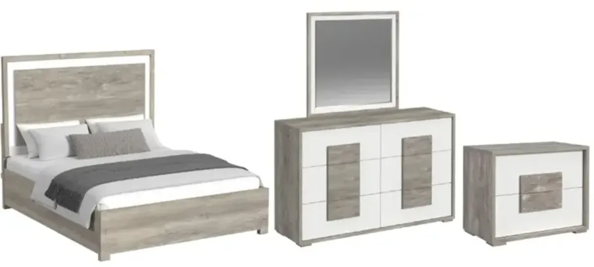 Elements International San Matteo 4-Piece Dual Tone King Panel Bedroom Set