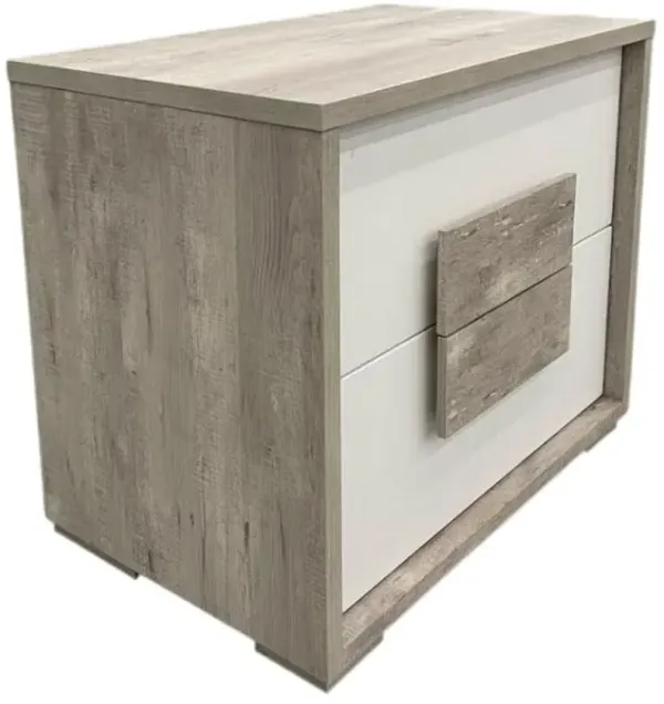 Elements International San Matteo Ash Gray/White Nightstand