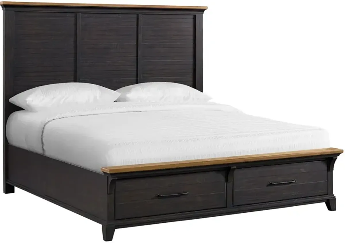 Elements International Montrose Brown/Espresso Queen Storage Panel Bed