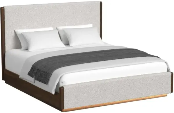 Elements International Brisbane Boucle Beige/Brown King Upholstered Panel Bed