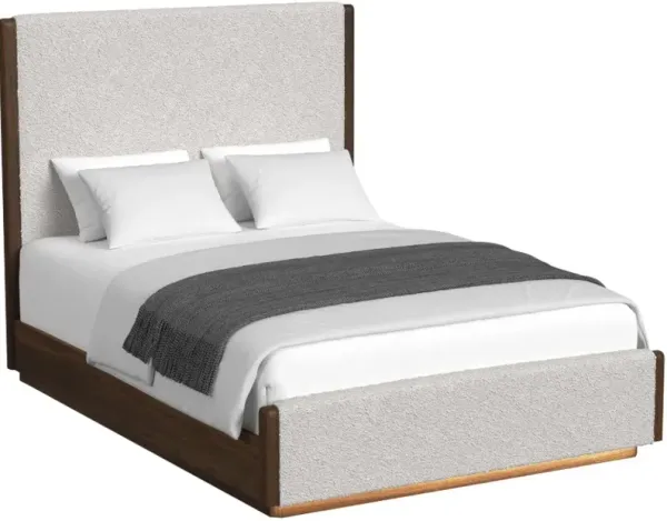 Elements International Brisbane Boucle Beige/Brown Queen Upholstered Panel Bed