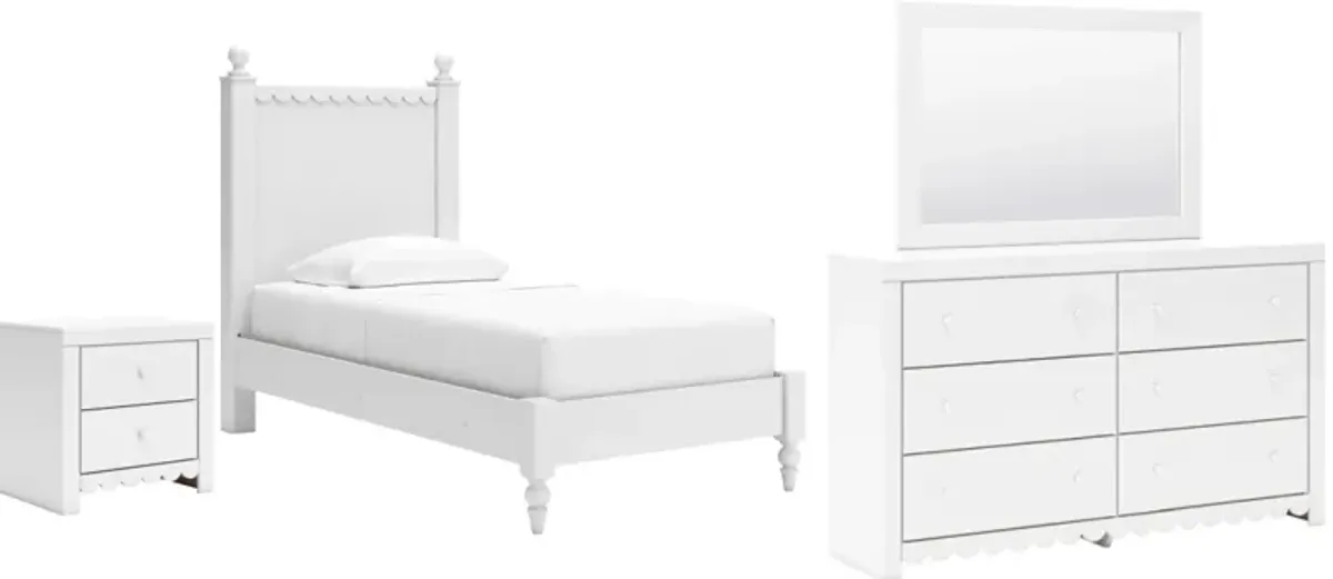 Signature Design by AshleyÂ® Mollviney 4-Piece White Twin Panel Bedroom Set