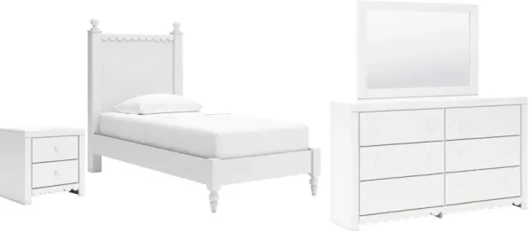 Signature Design by AshleyÂ® Mollviney 4-Piece White Twin Panel Bedroom Set