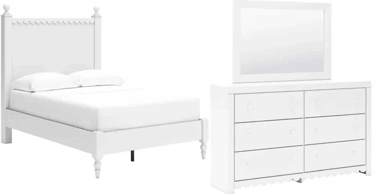 Signature Design by AshleyÂ® Mollviney 3-Piece White Full Panel Bedroom Set