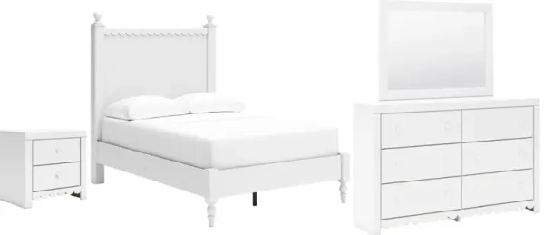 Signature Design by AshleyÂ® Mollviney 4-Piece White Full Panel Bedroom Set