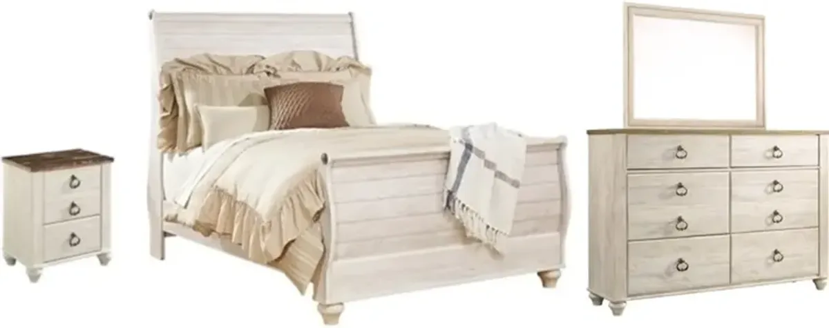 Signature Design by AshleyÂ® Willowton 4-Piece Whitewash King Sleigh Bed Set