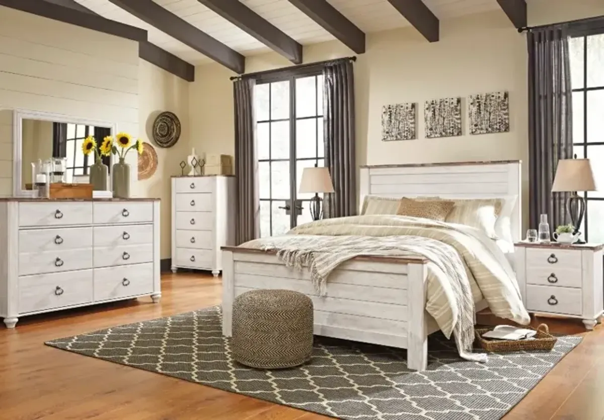 Signature Design by AshleyÂ® Willowton Whitewash Queen Panel Bed