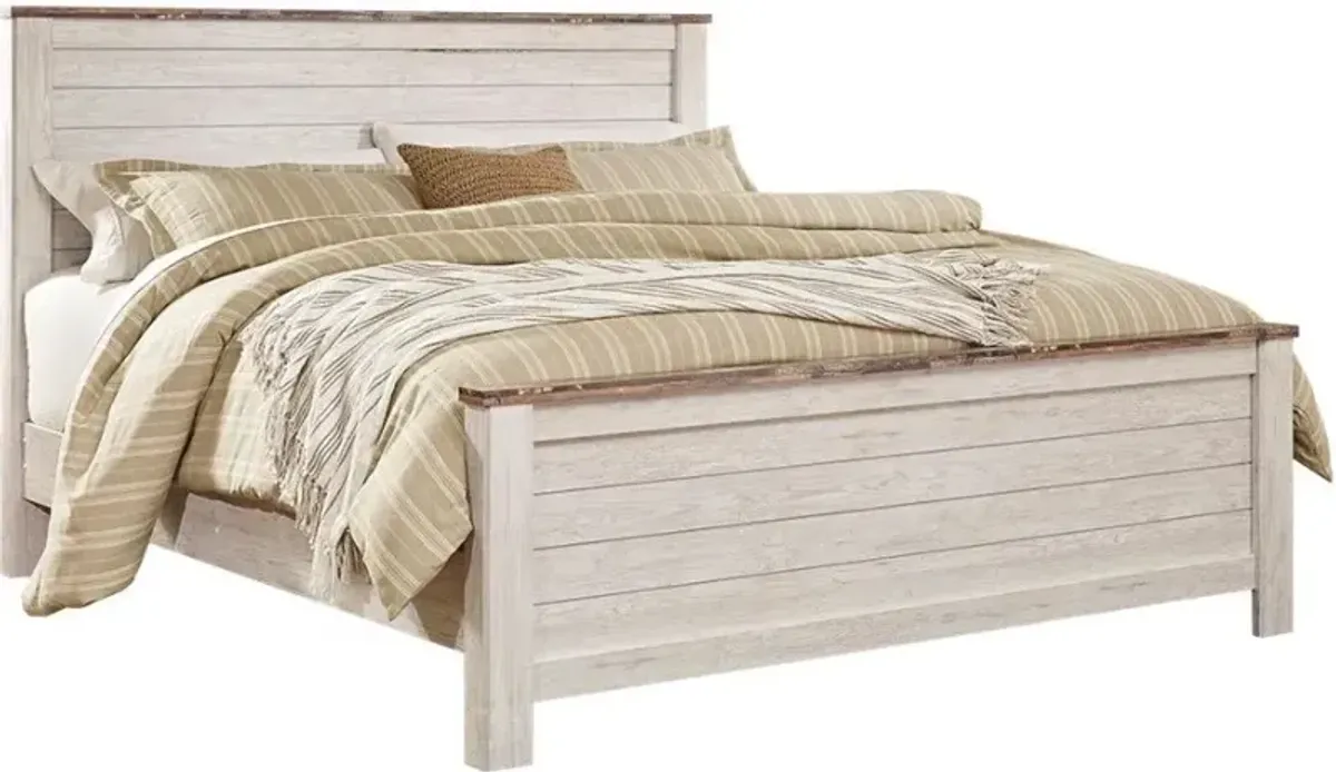 Signature Design by AshleyÂ® Willowton Whitewash Queen Panel Bed