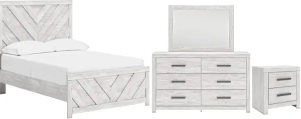 Signature Design by AshleyÂ® Cayboni 4-Piece Whitewash Full Panel Bed Set