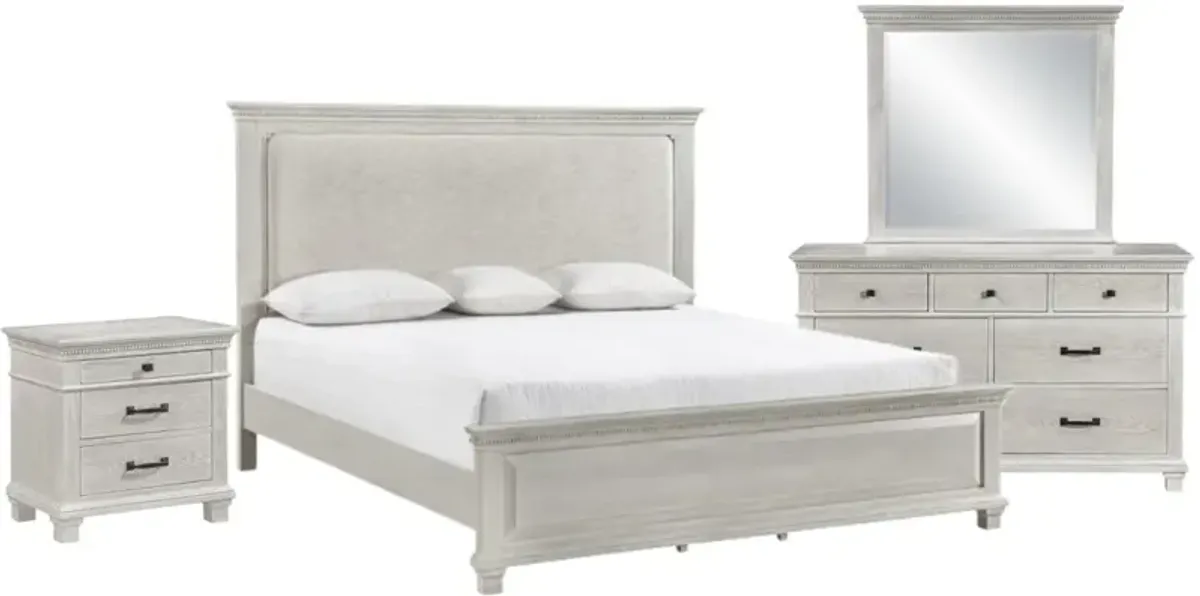 New ClassicÂ® Home Furnishings Silver Sands 4-Piece Gray King Panel Bedroom Set