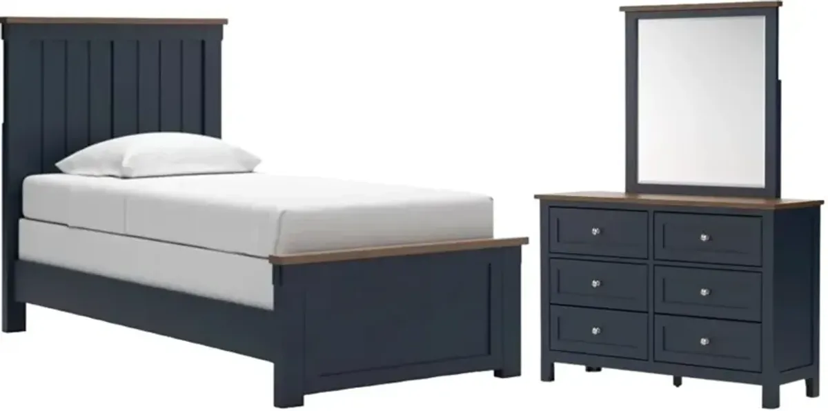 Signature Design by AshleyÂ® Landocken 3-Piece Blue/Brown Twin Bedroom Set