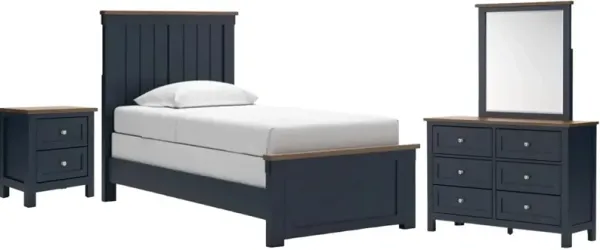 Signature Design by AshleyÂ® Landocken 4-Piece Blue/Brown Twin Bedroom Set