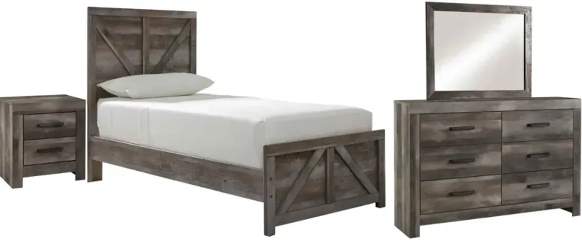 Signature Design by AshleyÂ® 4 Piece Wynnlow Rustic Gray Twin Panel Bedroom Set