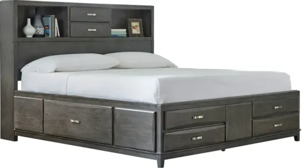 Signature Design by AshleyÂ® Caitbrook Gray King Bookcase Bed with 8-Drawer Storage