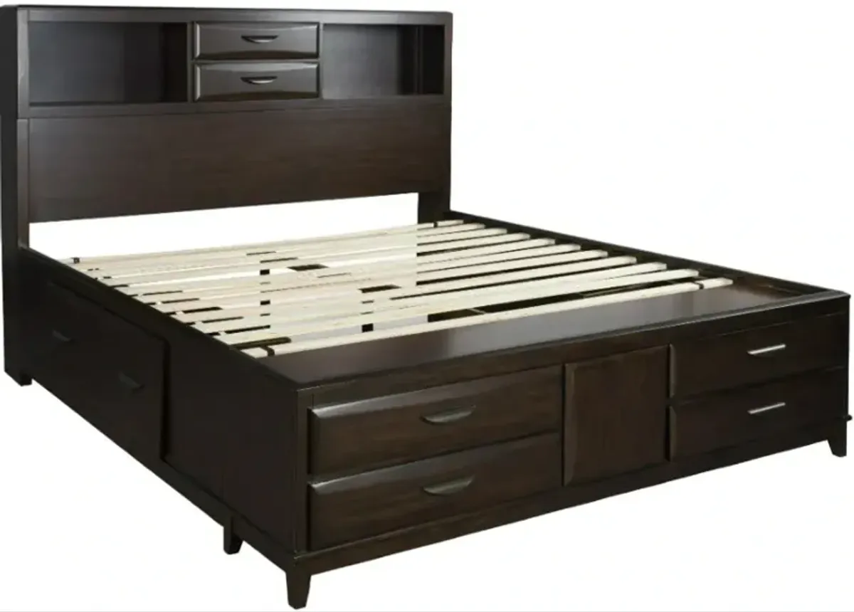 BenchcraftÂ® Vanmore Dark Brown Queen Storage Panel Bed
