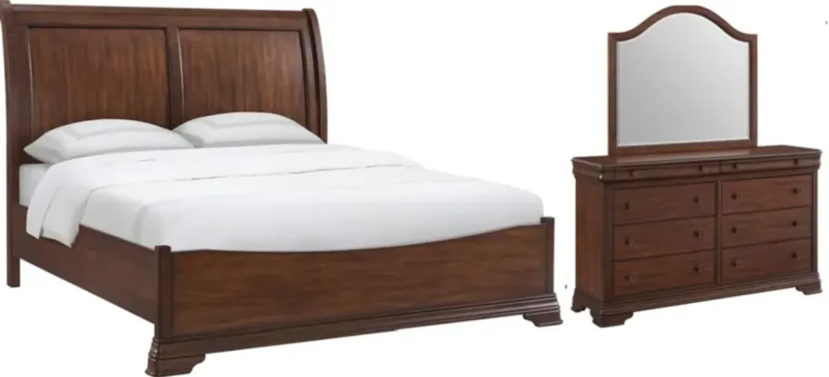 Elements International Phillipe 3-Piece Cherry King Bedroom Set