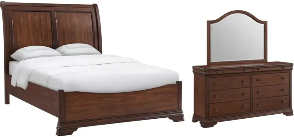 Elements International Phillipe 3-Piece Cherry Queen Bedroom Set