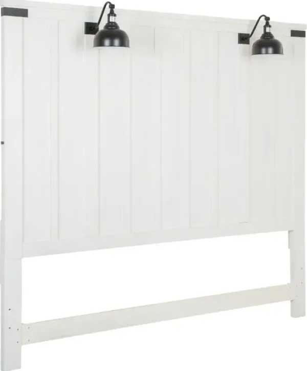 Magnussen HomeÂ® Harper Springs Silo White King Panel Headboard with Two Lamps