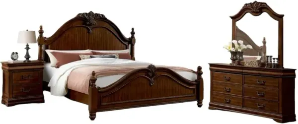 Elements International Northridge 4-Piece Cherry Queen Bedroom Set