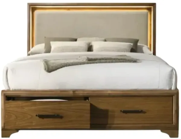 Elements International Harmony Walnut Queen Storage Panel Bed