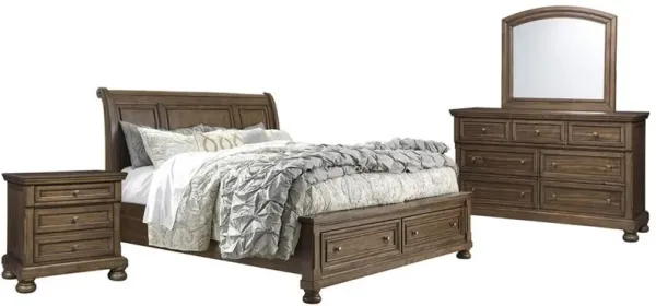 Signature Design by AshleyÂ® Flynnter 4-Piece Medium Brown King Storage Sleigh Bed Set