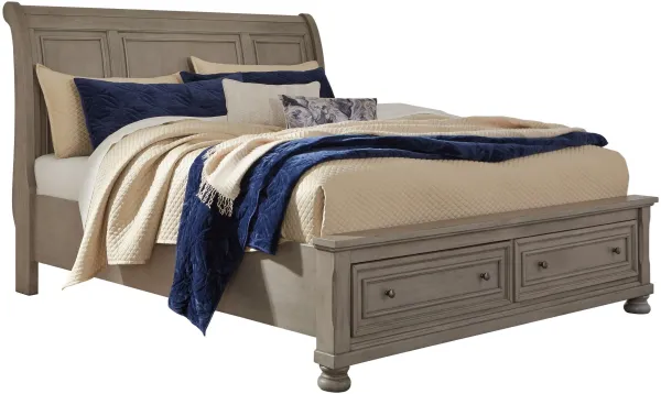 Signature Design by AshleyÂ® Lettner Light Gray King Sleigh Bed with 2-Drawer Storage
